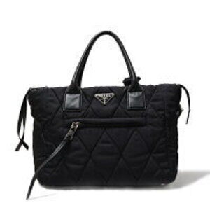 Prada quilted tote bag leather black